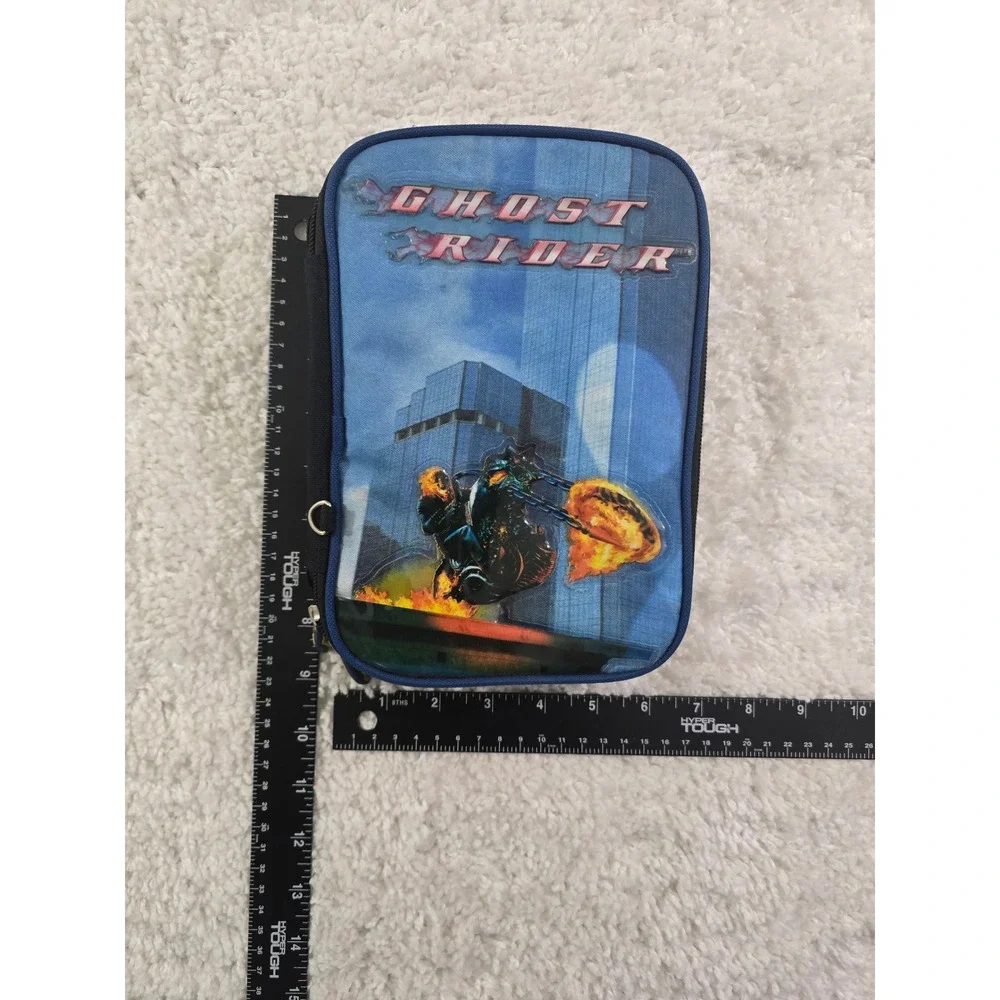 Marvel Ghost Rider Pencil Case Organizer Blue Black 2008 Marvel MovieGRCL202 NWT
